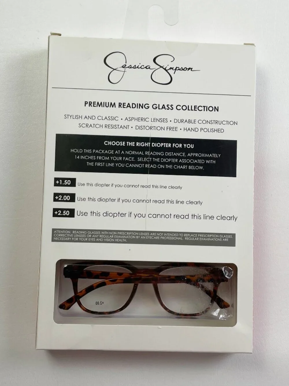 Jessica Simpson 3 Pack Reading Glasses +2.00 Black Blue Tortoise New
